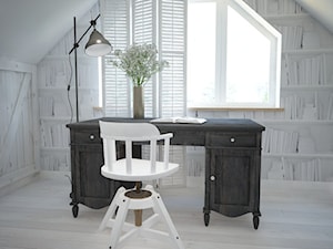 Poddasze styl skandynawski - Małe białe biuro, styl skandynawski - zdjęcie od Mart-Design Architektura Wnętrz