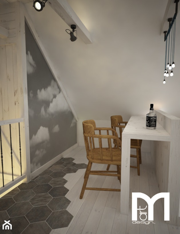 Poddasze styl skandynawski - Mała szara jadalnia jako osobne pomieszczenie, styl skandynawski - zdjęcie od Mart-Design Architektura Wnętrz - Homebook