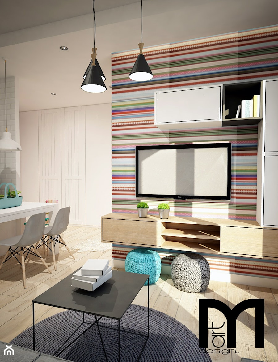 Kolorowe mieszkanie w bloku - Salon, styl skandynawski - zdjęcie od Mart-Design Architektura Wnętrz