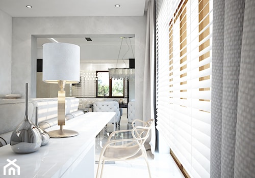 Dom koło Ostrołęki w stylu GLAMOUR - Średni biały salon z jadalnią, styl nowoczesny - zdjęcie od Mart-Design Architektura Wnętrz