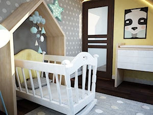 Projekt pokoju niemowlaka - Mały biały szary żółty pokój dziecka dla niemowlaka dla dziewczynki, styl nowoczesny - zdjęcie od Mart-Design Architektura Wnętrz