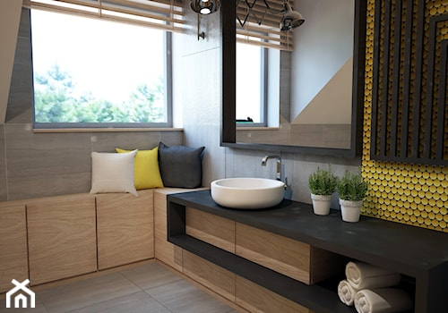 Projekt łazienki z mocnym akcentem kolorystycznym - Średnia z punktowym oświetleniem łazienka, styl ... - zdjęcie od Mart-Design Architektura Wnętrz