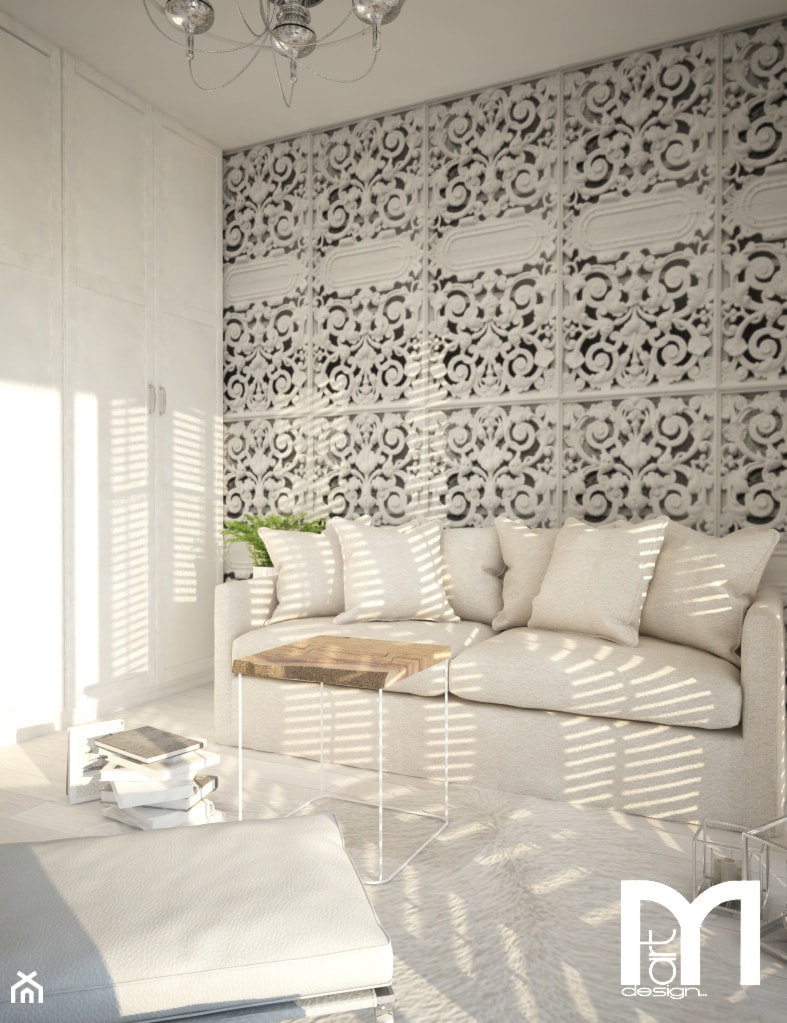 Mieszkanie we Wrocławiu, styl skandynawski - Biały salon, styl nowoczesny - zdjęcie od Mart-Design Architektura Wnętrz