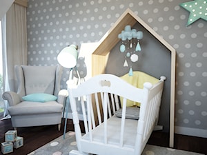 Projekt pokoju niemowlaka - Mały szary pokój dziecka dla niemowlaka dla chłopca dla dziewczynki, styl nowoczesny - zdjęcie od Mart-Design Architektura Wnętrz