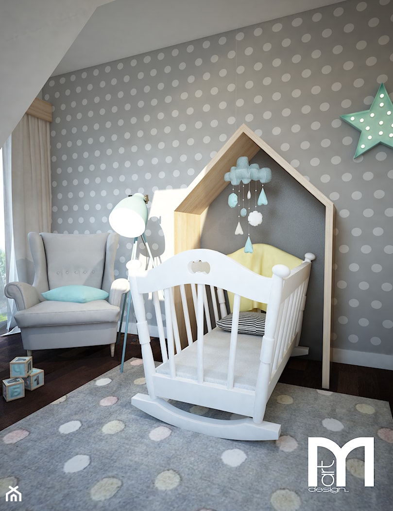 Projekt pokoju niemowlaka - Mały szary pokój dziecka dla niemowlaka dla chłopca dla dziewczynki, styl nowoczesny - zdjęcie od Mart-Design Architektura Wnętrz - Homebook