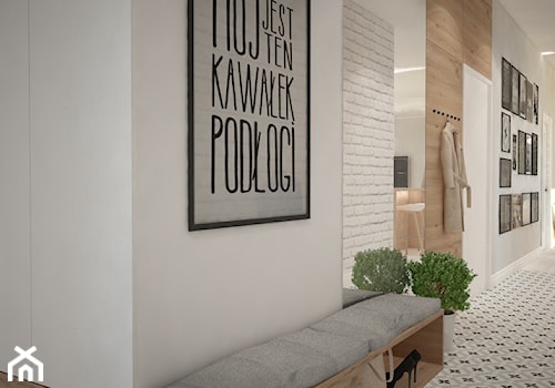 Mieszkanie we Wrocławiu, styl skandynawski - Średni z wieszakiem biały hol / przedpokój, styl nowoczesny - zdjęcie od Mart-Design Architektura Wnętrz