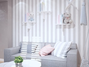 Nowoczesny pokój dla dziewczynki - Mały biały szary pokój dziecka dla dziecka dla nastolatka dla chłopca dla dziewczynki, styl tradycyjny - zdjęcie od Mart-Design Architektura Wnętrz