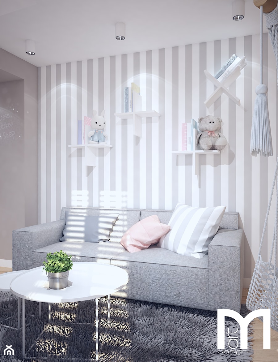 Nowoczesny pokój dla dziewczynki - Mały biały szary pokój dziecka dla dziecka dla nastolatka dla chłopca dla dziewczynki, styl tradycyjny - zdjęcie od Mart-Design Architektura Wnętrz