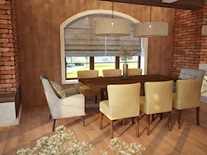 Wnętrze ciepłe, klimatyczne... - Duża beżowa brązowa jadalnia jako osobne pomieszczenie, styl industrialny - zdjęcie od Mart-Design Architektura Wnętrz