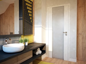 Projekt łazienki z mocnym akcentem kolorystycznym - Średnia bez okna łazienka, styl nowoczesny - zdjęcie od Mart-Design Architektura Wnętrz
