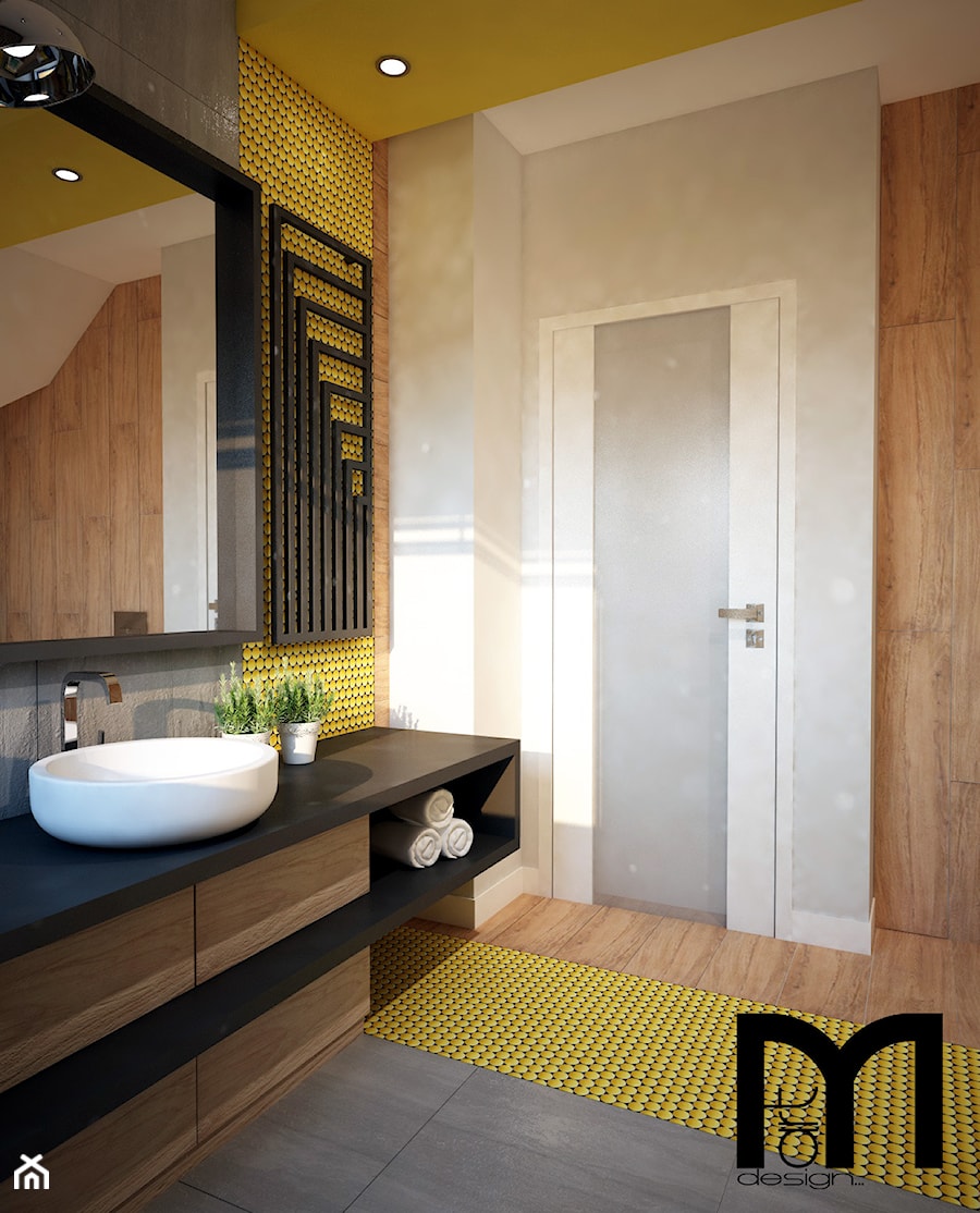 Projekt łazienki z mocnym akcentem kolorystycznym - Średnia bez okna łazienka, styl nowoczesny - zdjęcie od Mart-Design Architektura Wnętrz