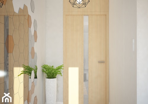 Projekt domu jednorodzinnego z pastelowymi kolorami - Mały szary hol / przedpokój, styl nowoczesny - zdjęcie od Mart-Design Architektura Wnętrz