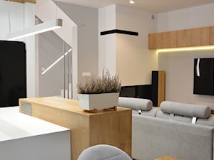 Realizacja wnętrz domu jednorodzinnego w Warszawie - Średni szary salon z kuchnią z jadalnią, styl nowoczesny - zdjęcie od Mart-Design Architektura Wnętrz