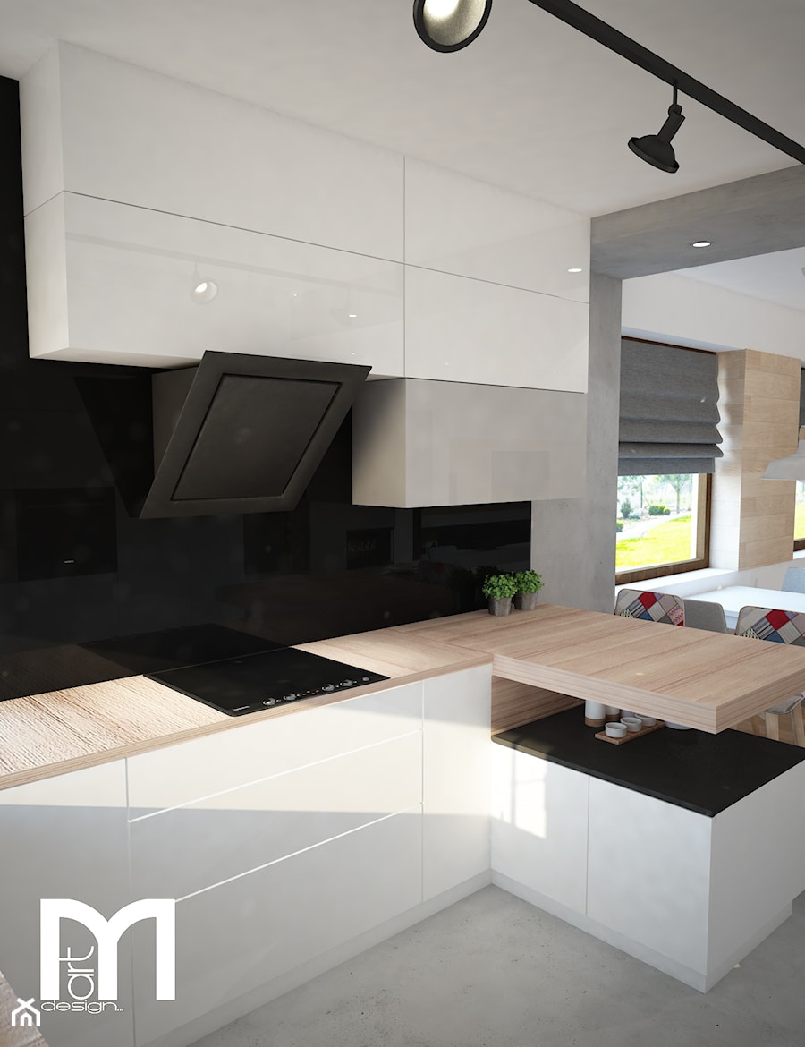 Projekt domu jednorodzinnego z pastelowymi kolorami - Średnia kuchnia, styl nowoczesny - zdjęcie od Mart-Design Architektura Wnętrz
