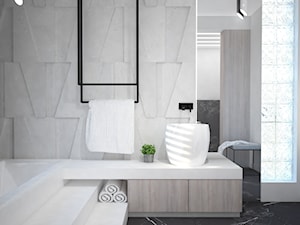 Nowoczesna łazienka z betonowymi panelami 3D - Średnia bez okna z lustrem z marmurową podłogą łazienka, styl nowoczesny - zdjęcie od Mart-Design Architektura Wnętrz