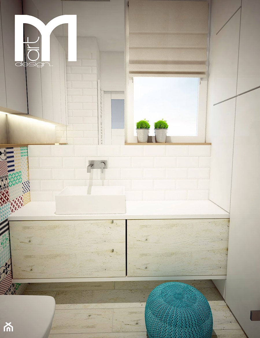 Kolorowe mieszkanie w bloku - Łazienka, styl skandynawski - zdjęcie od Mart-Design Architektura Wnętrz