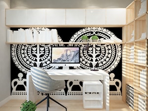 Projekt domu jednorodzinnego z pastelowymi kolorami - Średnie białe czarne szare biuro, styl nowoczesny - zdjęcie od Mart-Design Architektura Wnętrz