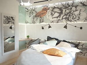 Projekt domu jednorodzinnego z pastelowymi kolorami - Średnia biała sypialnia, styl nowoczesny - zdjęcie od Mart-Design Architektura Wnętrz