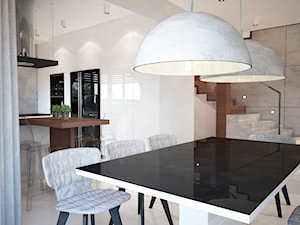 Czerń i biel w roli głównej - Średnia szara jadalnia w kuchni, styl nowoczesny - zdjęcie od Mart-Design Architektura Wnętrz