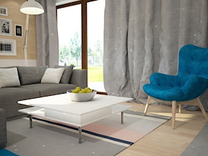 Projekt domu jednorodzinnego z pastelowymi kolorami - Mały biały salon, styl nowoczesny - zdjęcie od Mart-Design Architektura Wnętrz