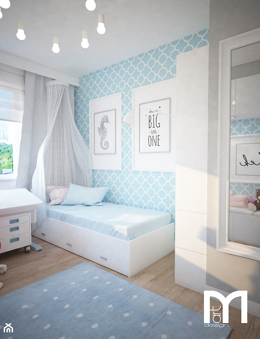 Błękitny pokój dla dziewczynki - Pokój dziecka, styl nowoczesny - zdjęcie od Mart-Design Architektura Wnętrz
