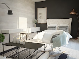 Mieszkanie we Wrocławiu, styl skandynawski - Średnia czarna z biurkiem sypialnia, styl skandynawski - zdjęcie od Mart-Design Architektura Wnętrz