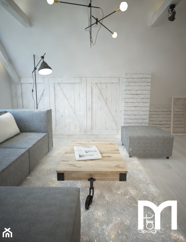 Poddasze styl skandynawski - Średni biały salon, styl skandynawski - zdjęcie od Mart-Design Architektura Wnętrz - Homebook