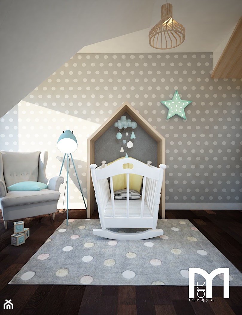 Projekt pokoju niemowlaka - Średni biały szary pokój dziecka dla niemowlaka dla dziewczynki, styl nowoczesny - zdjęcie od Mart-Design Architektura Wnętrz - Homebook