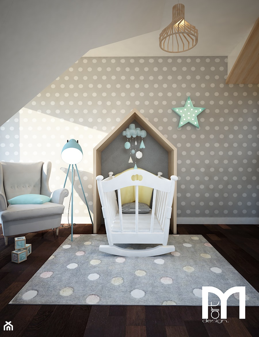 Projekt pokoju niemowlaka - Średni biały szary pokój dziecka dla niemowlaka dla dziewczynki, styl nowoczesny - zdjęcie od Mart-Design Architektura Wnętrz