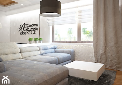 Dom jednorodzinny okolice Ostrołęki - Mały biały salon, styl nowoczesny - zdjęcie od Mart-Design Architektura Wnętrz