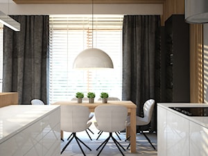 Projekt domu Warszawa Pruszków - Średnia beżowa biała jadalnia w kuchni, styl minimalistyczny - zdjęcie od Mart-Design Architektura Wnętrz