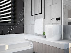 Nowoczesna łazienka z betonowymi panelami 3D - Średnia z lustrem z marmurową podłogą łazienka z oknem, styl nowoczesny - zdjęcie od Mart-Design Architektura Wnętrz
