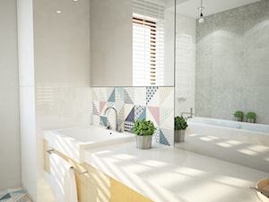 Projekt domu jednorodzinnego z pastelowymi kolorami - Średnia łazienka z oknem, styl nowoczesny - zdjęcie od Mart-Design Architektura Wnętrz
