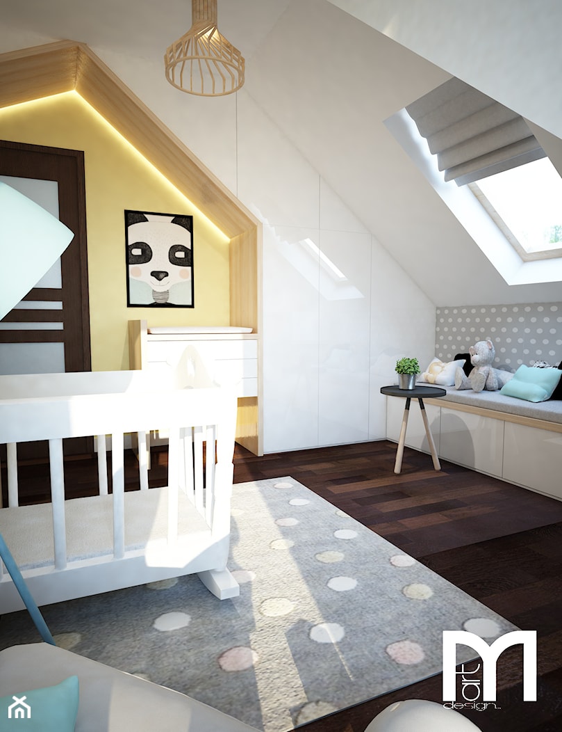 Projekt pokoju niemowlaka - Średni biały szary żółty pokój dziecka dla dziecka dla dziewczynki, styl nowoczesny - zdjęcie od Mart-Design Architektura Wnętrz - Homebook
