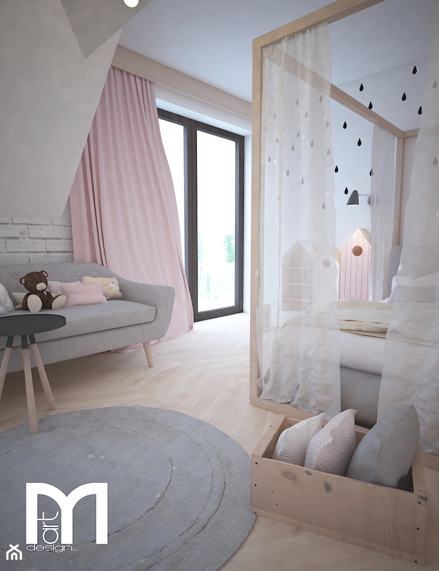 Projekt pokoju dla dziewczynki - Średni biały pokój dziecka dla dziecka dla dziewczynki dla rodzeństwa, styl skandynawski - zdjęcie od Mart-Design Architektura Wnętrz