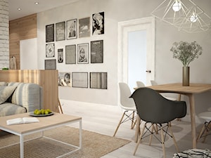 Mieszkanie we Wrocławiu, styl skandynawski - Średnia szara jadalnia w salonie, styl skandynawski - zdjęcie od Mart-Design Architektura Wnętrz