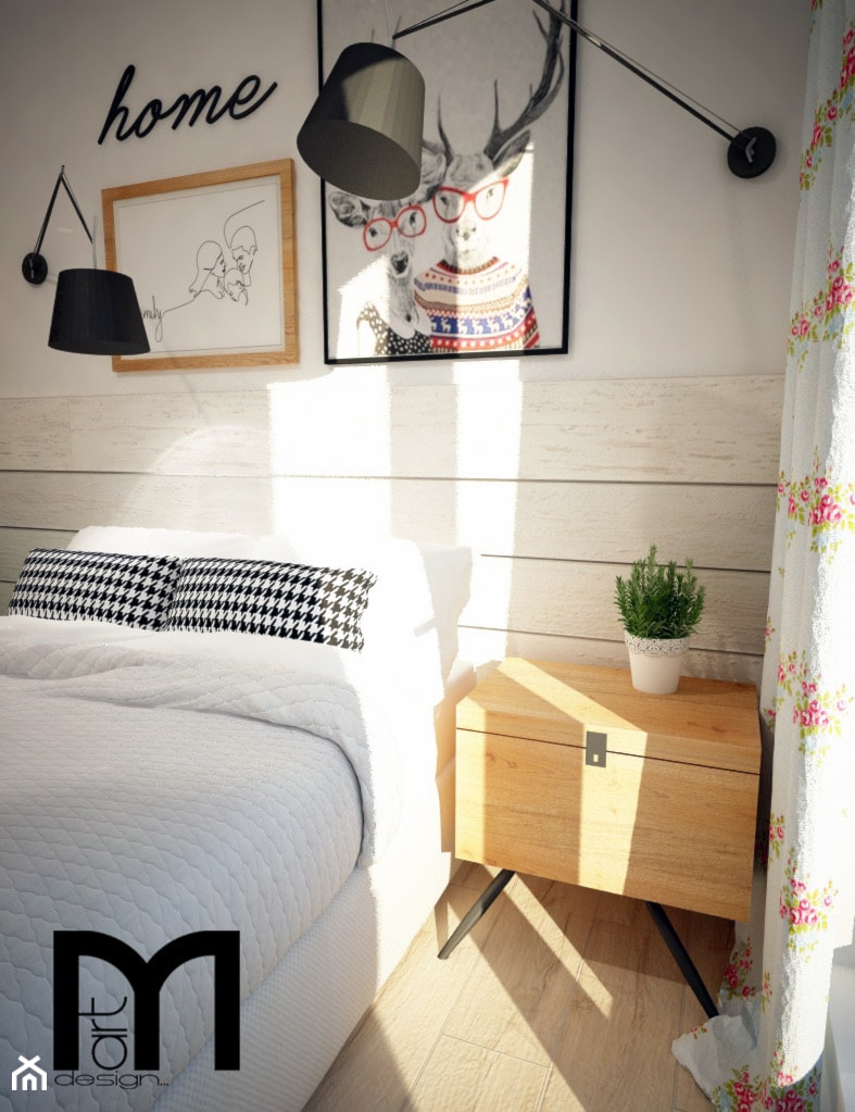 Kolorowe mieszkanie w bloku - Sypialnia, styl skandynawski - zdjęcie od Mart-Design Architektura Wnętrz