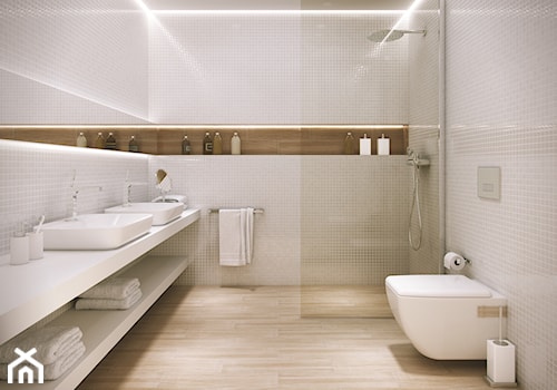 Duża z dwoma umywalkami łazienka - zdjęcie od eplytki.pl