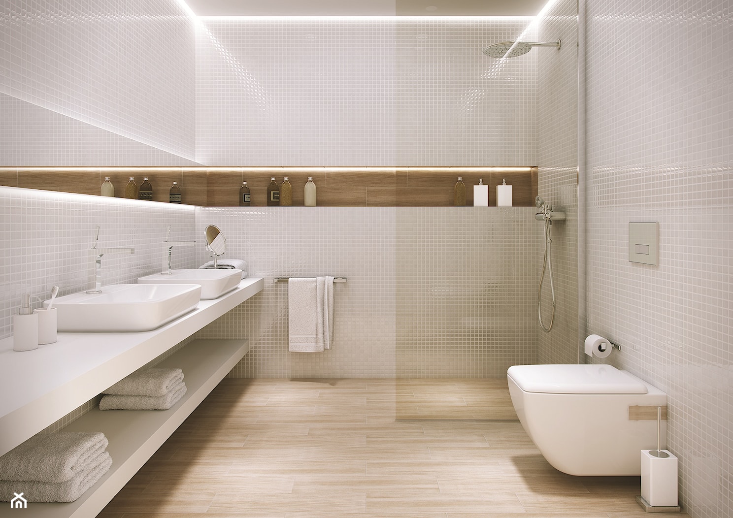Duża z dwoma umywalkami łazienka - zdjęcie od eplytki.pl - Homebook