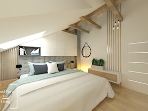 Przytulny industrial - Średnia biała szara sypialnia na poddaszu, styl industrialny - zdjęcie od Good Place For Living