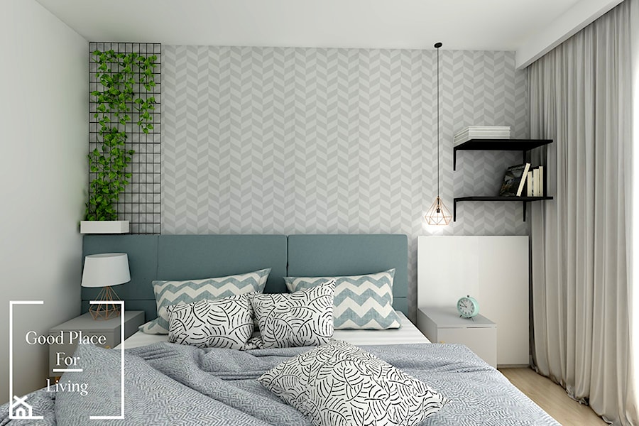 Mieszkanie w odcieniach pasteli - Średnia biała szara sypialnia, styl nowoczesny - zdjęcie od Good Place For Living