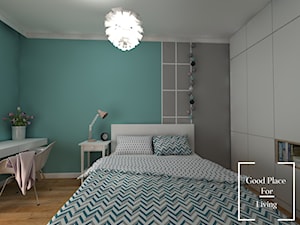 Osiedle Fi - 48 m2 - Mała szara zielona sypialnia, styl nowoczesny - zdjęcie od Good Place For Living