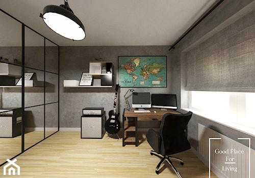 Średnie szare biuro, styl industrialny - zdjęcie od Good Place For Living