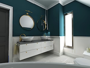 Eklektyzm - Średnia na poddaszu z lustrem z dwoma umywalkami łazienka z oknem, styl nowoczesny - zdjęcie od Good Place For Living