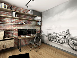 Przytulny industrial - Duże w osobnym pomieszczeniu biuro - zdjęcie od Good Place For Living