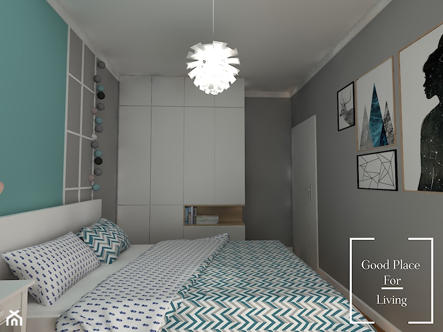Osiedle Fi - 48 m2 - Mała szara sypialnia, styl nowoczesny - zdjęcie od Good Place For Living