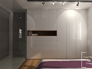 Dom jednorodzinny, Puławy - Średnia biała szara sypialnia z łazienką, styl nowoczesny - zdjęcie od Good Place For Living