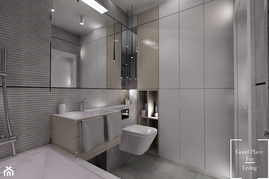 Osiedle Avia - Mała na poddaszu bez okna z lustrem łazienka - zdjęcie od Good Place For Living
