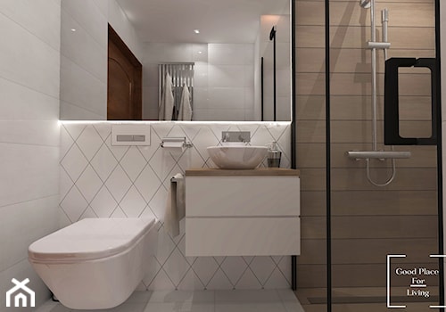 Funkcjonalna łazienka na 3m2 - Mała na poddaszu bez okna z lustrem z punktowym oświetleniem łazienka, styl nowoczesny - zdjęcie od Good Place For Living