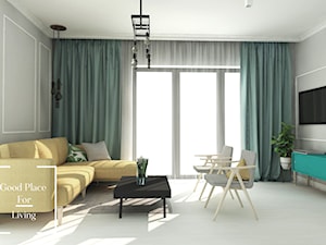 Eklektyzm - Średni szary salon z tarasem / balkonem, styl nowoczesny - zdjęcie od Good Place For Living